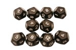 Opaque 10 x 12-Sided Dice Set - Black